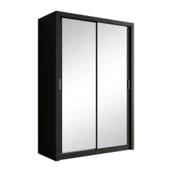 Schuifdeurkasten-Meubella - Kledingkast Blake - Mat Zwart - 150 cm - Met spiegel