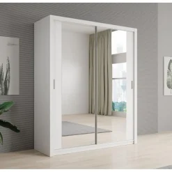 Kledingkasten|Kledingkasten-Meubella - Kledingkast Blake - Wit - 180 cm - Met spiegel