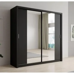 Meubella - Kledingkast Blake - Mat Zwart - 220 cm - Met spiegel