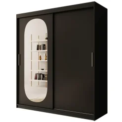 Meubella - Kledingkast Bodhi - Zwart - 180 cm - Met spiegel