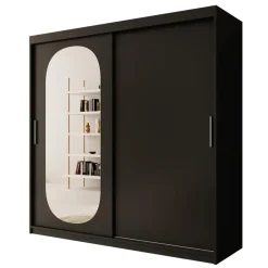 Meubella - Kledingkast Bodhi - Zwart - 200 cm - Met spiegel