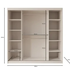 Schuifdeurkasten-Meubella - Kledingkast Bodhi - Wit - 200 cm - Met spiegel