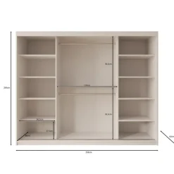 Kledingkasten|Kledingkasten-Meubella - Kledingkast Bodhi - Beige - 250 cm - Met spiegel