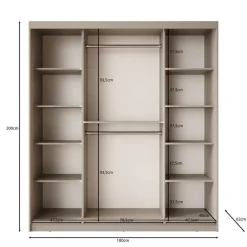 Meubella - Kledingkast Bravanti - Beige - 180 cm