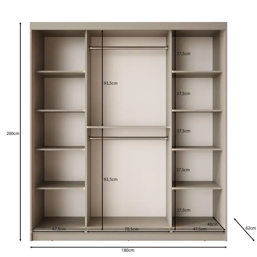 Meubella - Kledingkast Bravanti - Beige - 180 cm