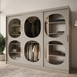 Meubella - Kledingkast Bravanti - Beige - 250 cm