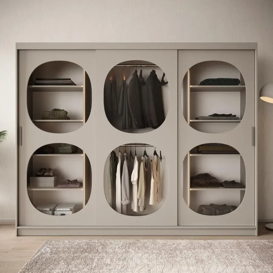 Meubella - Kledingkast Bravanti - Beige - 250 cm