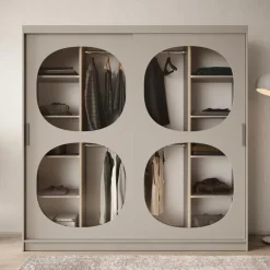 Schuifdeurkasten-Meubella - Kledingkast Bravanti - Beige - 200 cm