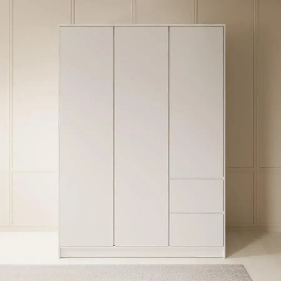 Draaideurkasten-Meubella - Kledingkast Brett - Wit - 147 cm