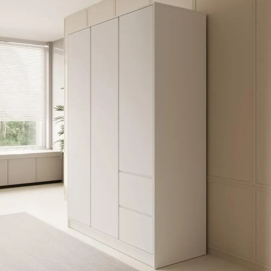 Draaideurkasten-Meubella - Kledingkast Brett - Wit - 147 cm