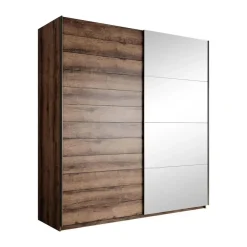 Meubella - Kledingkast Brown - Eiken - 180 cm - Met spiegel