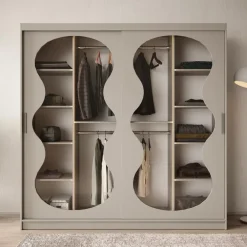 Schuifdeurkasten-Meubella - Kledingkast Bunaro - Beige - 200 cm