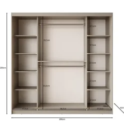 Schuifdeurkasten-Meubella - Kledingkast Bunaro - Beige - 200 cm