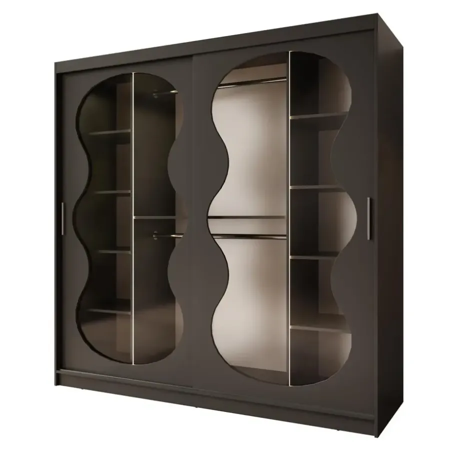 Meubella - Kledingkast Bunaro - Zwart - 200 cm
