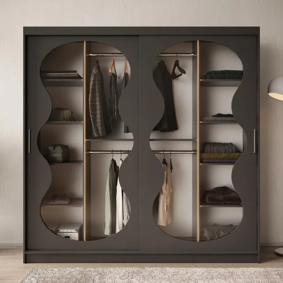 Meubella - Kledingkast Bunaro - Zwart - 200 cm