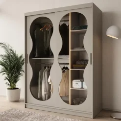 Schuifdeurkasten-Meubella - Kledingkast Bunaro - Beige - 150 cm