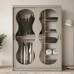Schuifdeurkasten-Meubella - Kledingkast Bunaro - Beige - 150 cm