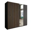 Meubella - Kledingkast Deliryon - Zwart - 200 cm - Met spiegel