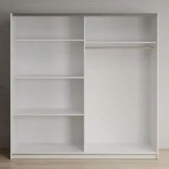 Meubella - Kledingkast Deliryon - Wit - 200 cm - Met spiegel