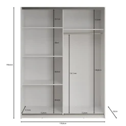 Schuifdeurkasten-Meubella - Kledingkast Deliryon - Wit - 150 cm - Met spiegel