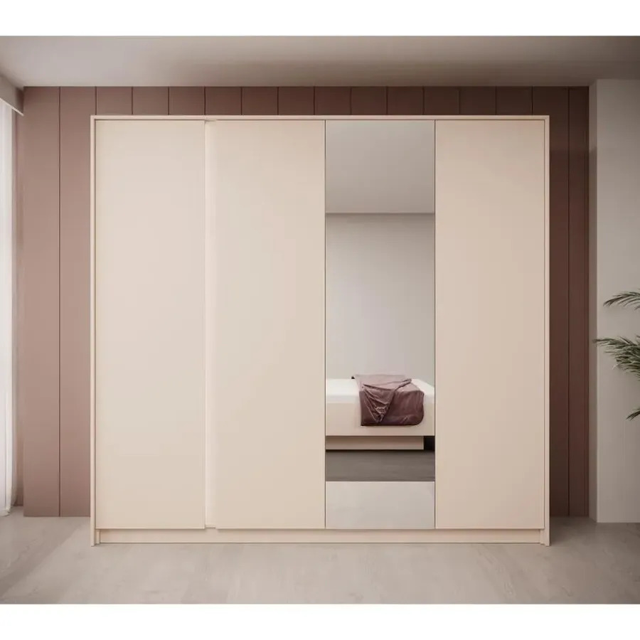 Schuifdeurkasten-Meubella - Kledingkast Desert - Beige - 220 cm - Met spiegel