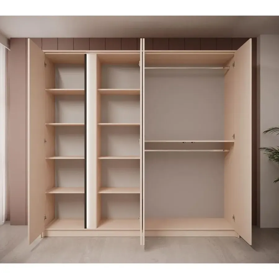 Schuifdeurkasten-Meubella - Kledingkast Desert - Beige - 220 cm - Met spiegel