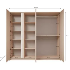 Schuifdeurkasten-Meubella - Kledingkast Desert - Beige - 220 cm - Met spiegel