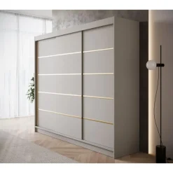 Schuifdeurkasten-Meubella - Kledingkast Eagle - Beige - 250 cm