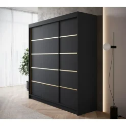Meubella - Kledingkast Eagle - Zwart - 200 cm
