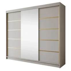 Kledingkasten|Kledingkasten-Meubella - Kledingkast Eagle - Beige - 250 cm - Met spiegel