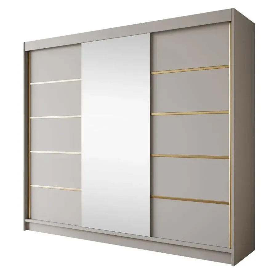 Kledingkasten|Kledingkasten-Meubella - Kledingkast Eagle - Beige - 250 cm - Met spiegel