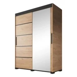 Kledingkasten|Kledingkasten-Meubella - Kledingkast Fabio - Eiken - 150 cm - Met spiegel