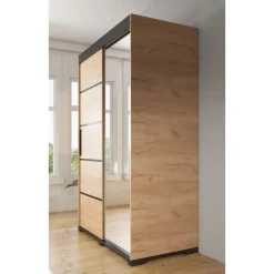 Kledingkasten|Kledingkasten-Meubella - Kledingkast Fabio - Eiken - 150 cm - Met spiegel