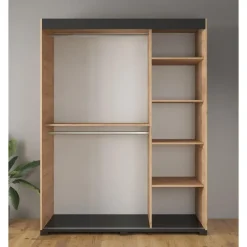 Kledingkasten|Kledingkasten-Meubella - Kledingkast Fabio - Eiken - 150 cm - Met spiegel