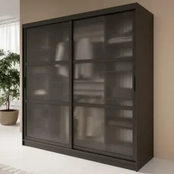 Meubella - Kledingkast Fessaro - Zwart - 200 cm