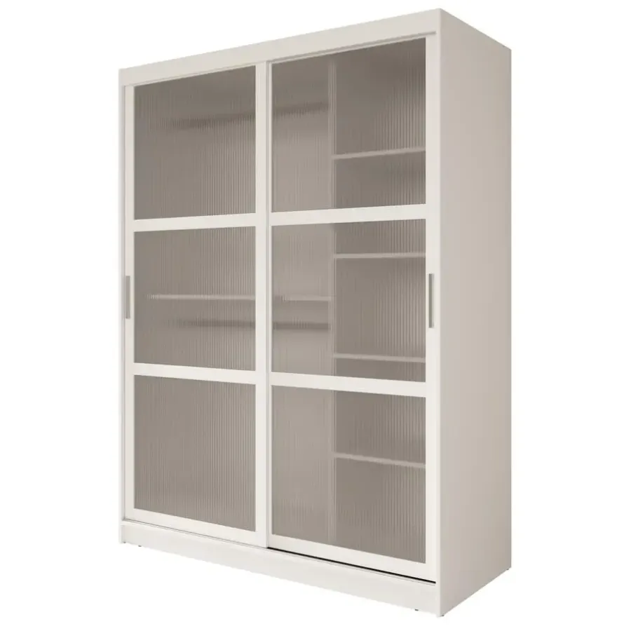 Schuifdeurkasten-Meubella - Kledingkast Fessaro - Wit - 150 cm