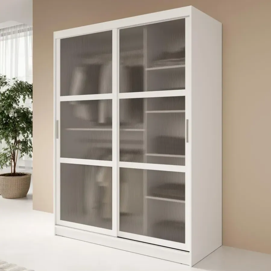Schuifdeurkasten-Meubella - Kledingkast Fessaro - Wit - 150 cm