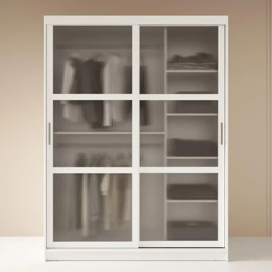 Schuifdeurkasten-Meubella - Kledingkast Fessaro - Wit - 150 cm