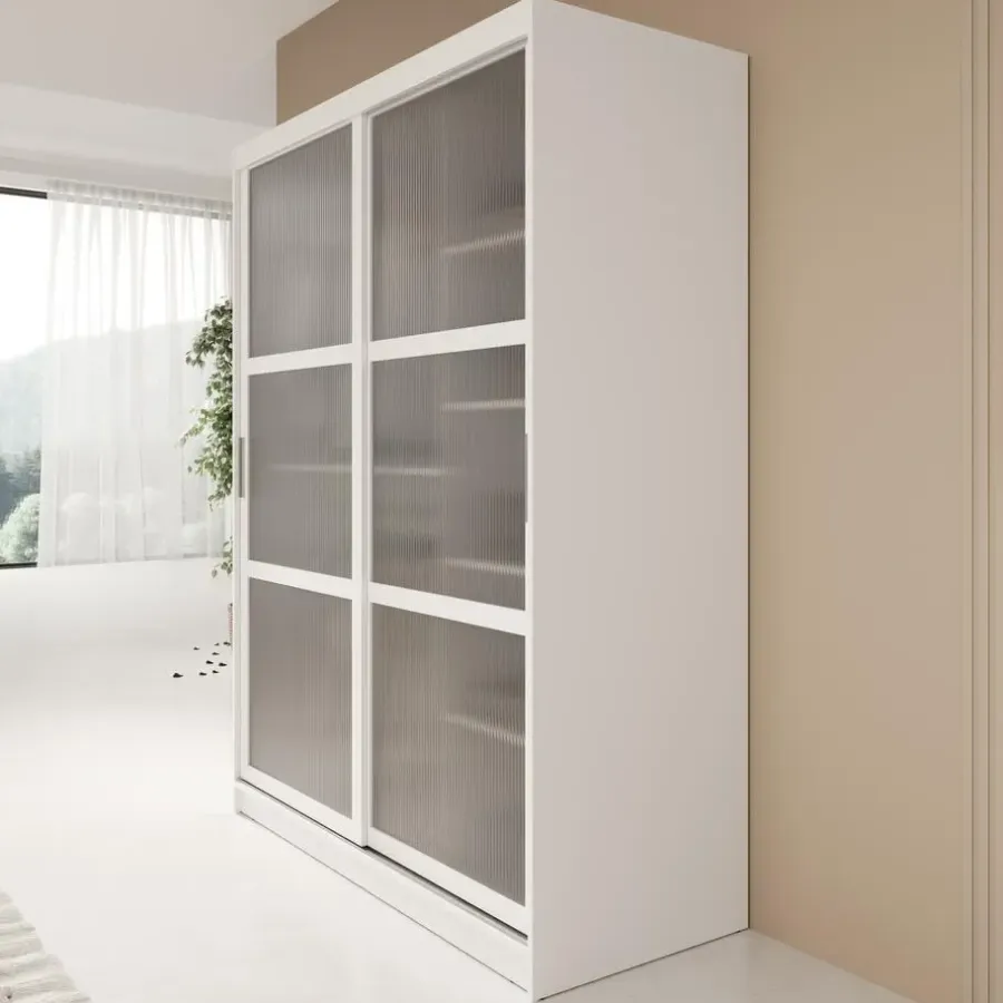 Schuifdeurkasten-Meubella - Kledingkast Fessaro - Wit - 150 cm