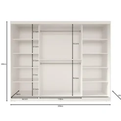 Meubella - Kledingkast Fessaro - Wit - 250 cm
