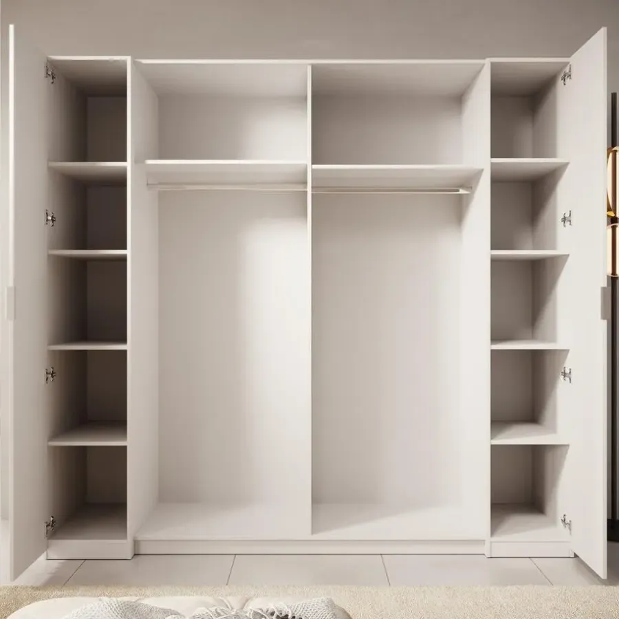 Schuifdeurkasten-Meubella - Kledingkast Franklin - Wit - 220 cm - Met spiegel