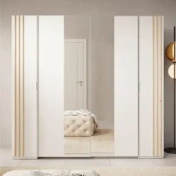 Schuifdeurkasten-Meubella - Kledingkast Franklin - Wit - 220 cm - Met spiegel