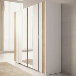 Schuifdeurkasten-Meubella - Kledingkast Franklin - Wit - 220 cm - Met spiegel