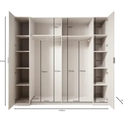 Schuifdeurkasten-Meubella - Kledingkast Franklin - Wit - 220 cm - Met spiegel