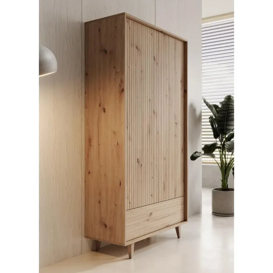 Kledingkasten|Kledingkasten-Meubella - Kledingkast Fuzeta - Eiken - 92 cm