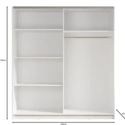 Meubella - Kledingkast Ganaro - Grijs - 180 cm