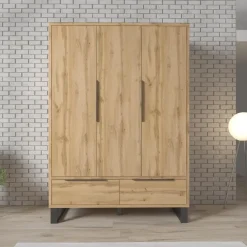 Kledingkasten|Kledingkasten-Meubella - Kledingkast Harlow - Eiken - 145 cm