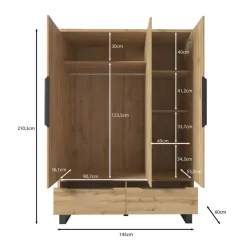 Kledingkasten|Kledingkasten-Meubella - Kledingkast Harlow - Eiken - 145 cm