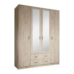 Kledingkasten|Kledingkasten-Meubella - Kledingkast Hinto - Grijs Eiken - 160 cm - Met spiegel