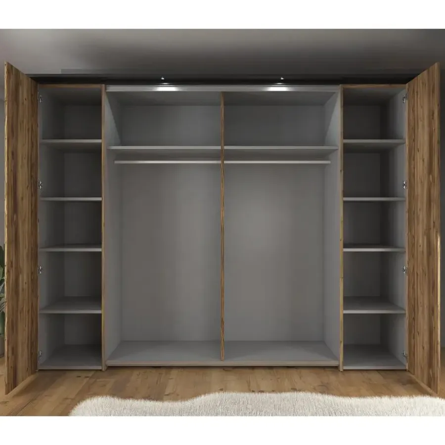 Draaideurkasten-Meubella - Kledingkast Jacob - Zwart - Eiken - 280 cm